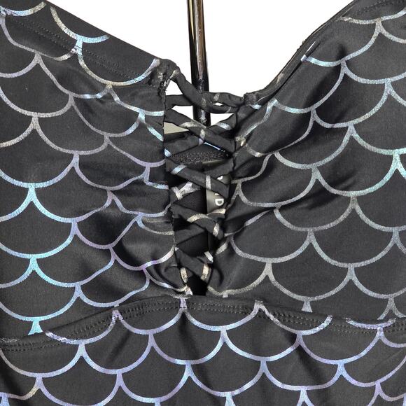 Torrid Scoop Neck Long Swim Dress Mermaid Size 2 Metallic Shimmer. - Picture 6 of 8